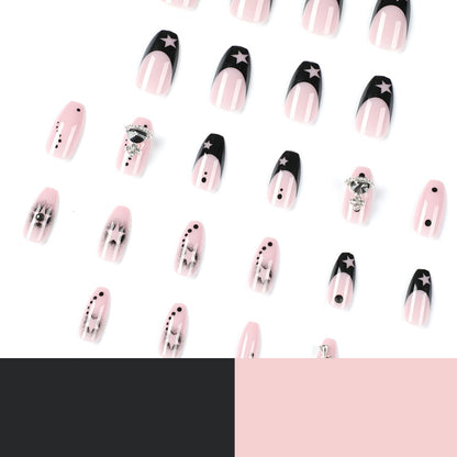 Heavenly Cross Cosmos | Medium Coffin Manicure | Press On Nails N376