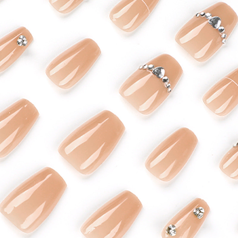 Serene Nude Diamonds| Medium Coffin Manicure | Press On Nails N345