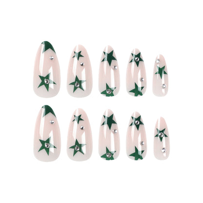 Emerald Starshine| Medium Almond Manicure | Press On Nails N620