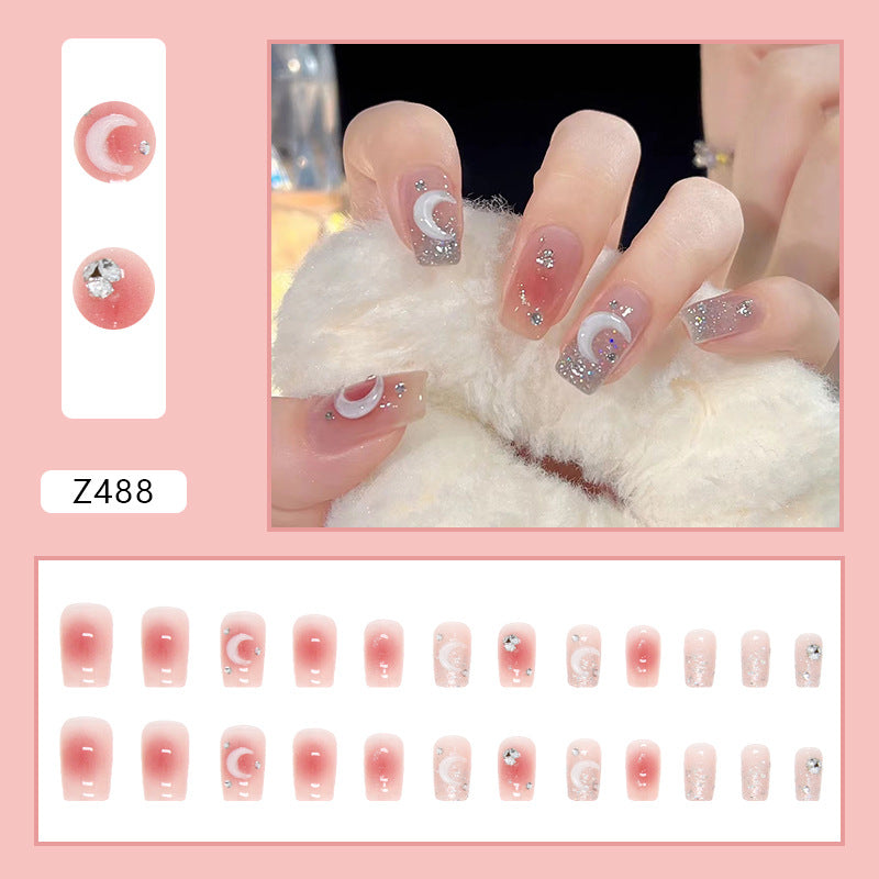 Pink Moon Star Ombré | Medium Squoval Manicure | Press on Nail