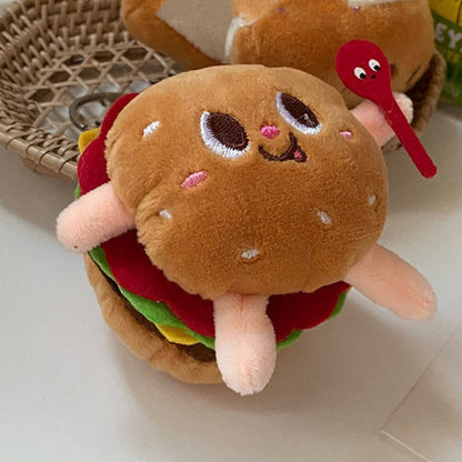 Hamburger Chips Hot Dogs Design Bag KeyChain |Pendant Plush Schoolbag Hanging Decoration Gifts K22