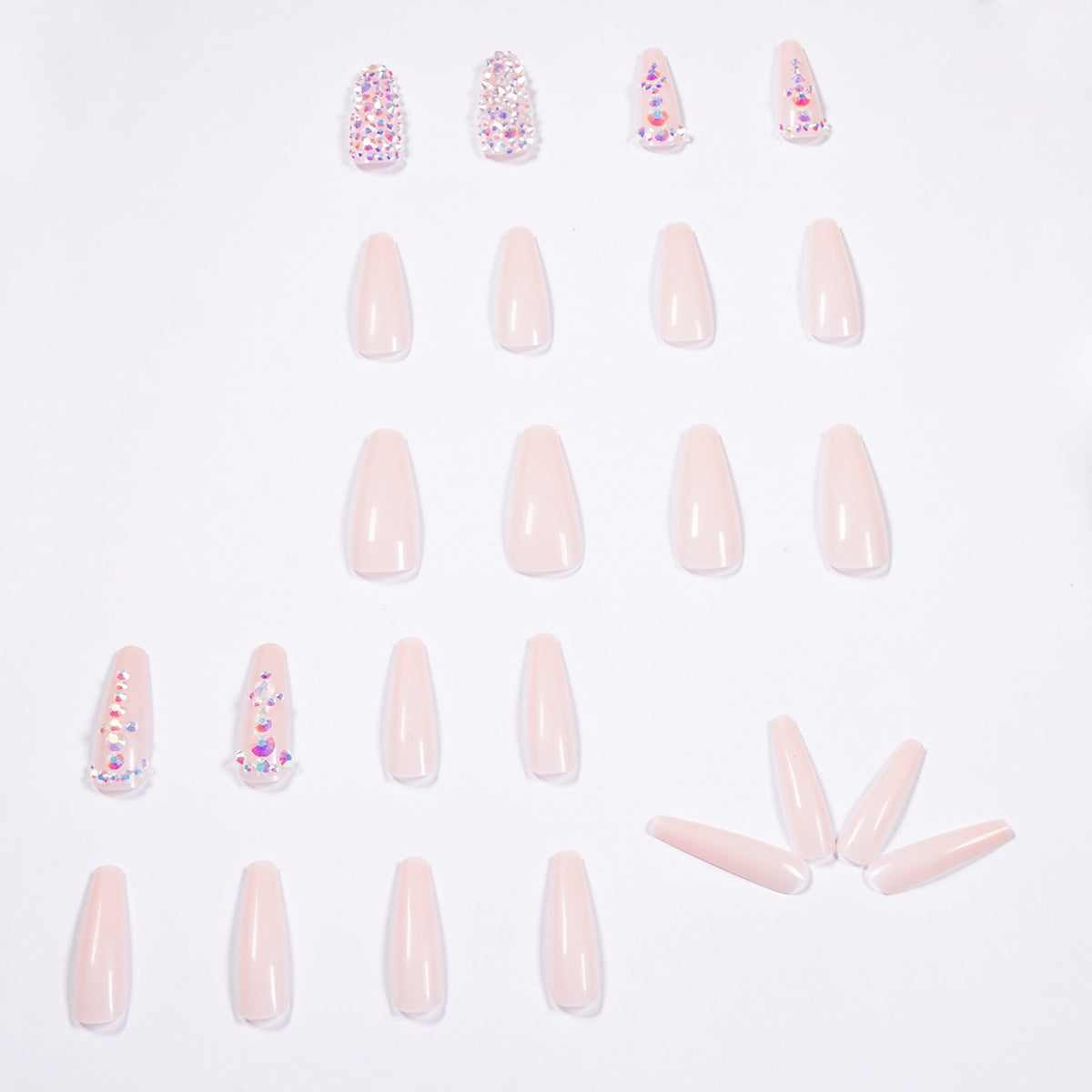 Dainty Diamonds | Long Coffin Manicure  | Press On Nails N739