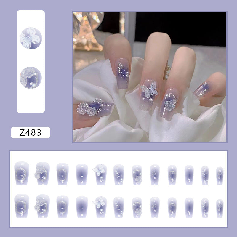 Crystal Butterfly | Long Coffin Manicure  | Press On Nail