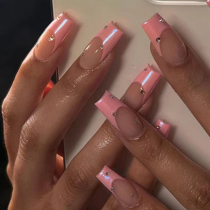 Dewy Diamonds | Medium Coffin Manicure | Press On Nails N760