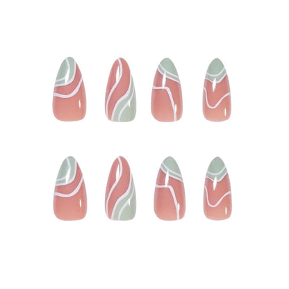 Serene Pastel Wave| Medium Almond Manicure | Press On Nails N621