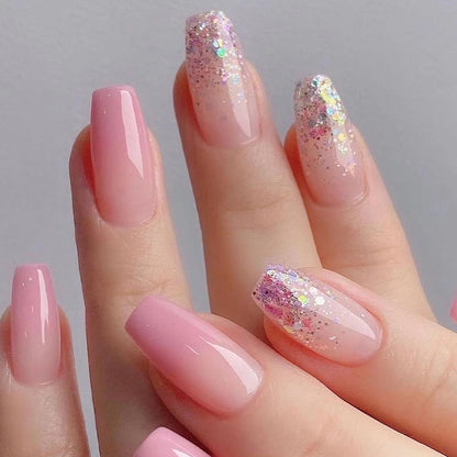 Dazzling Dolce Pink  | Medium Coffin Manicure | Press On Nails N453