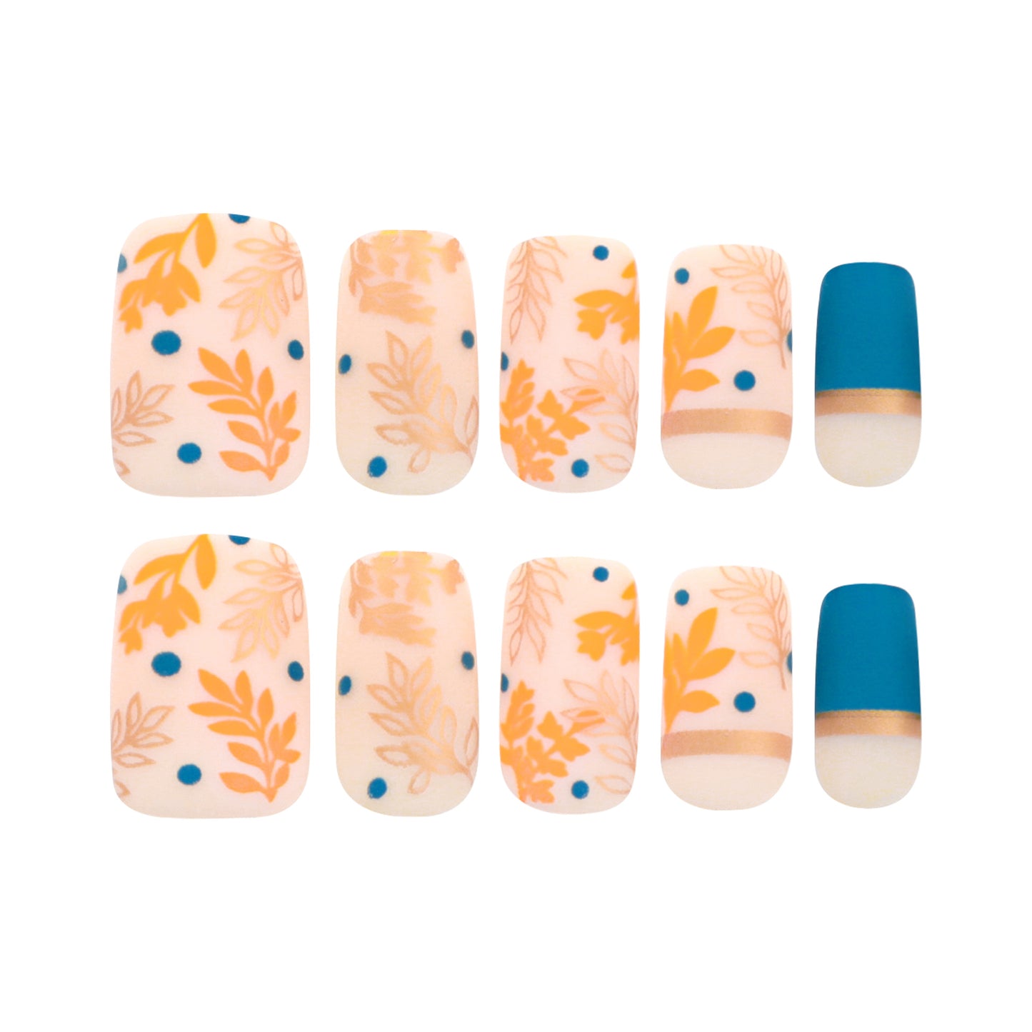 Sunlit Foliage | Medium Squoval Manicure | Press On Nails N581