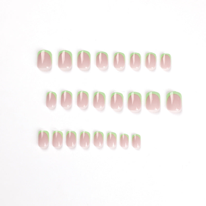 Lime Green French | Short Squoval Manicure | Press On Nails N466