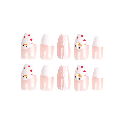 Snowy Delight | Medium Coffin Manicure | Press On Nails N500