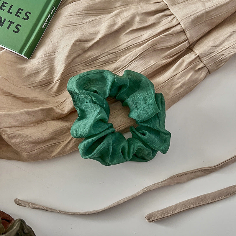 Green Vibe Linen Hair Tie|Hair Band |Ponytail Holders Barrette|Hair Scrunchie 5pcs HT46