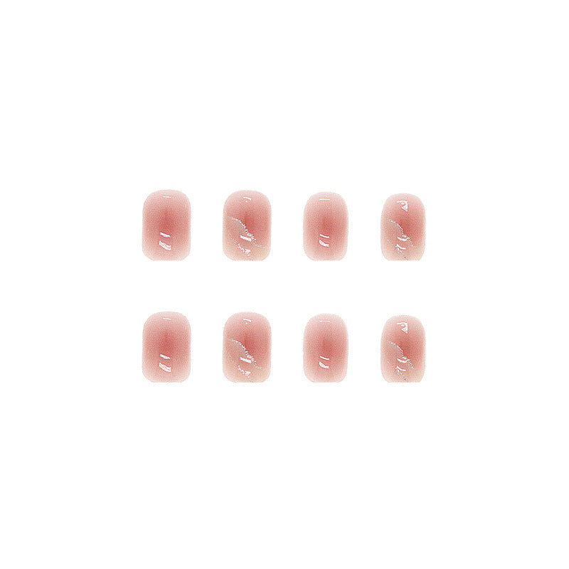 Peach Pink Pearl | Short Squoval Manicure | Press On Nail