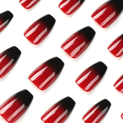 Scarlet Shadows | Long Coffin Manicure  | Press On Nails N339