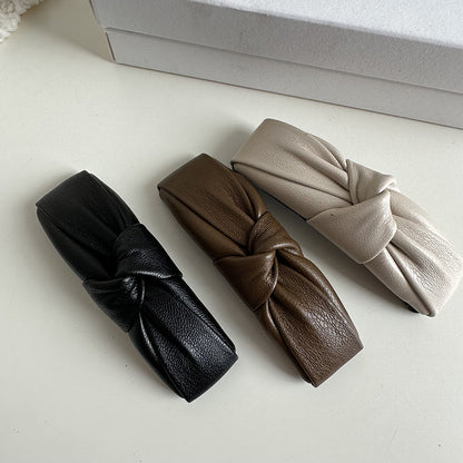 Leather Tieknot Hair Clip |Hair Snap Clip|Hair Barrette |Duckbill Hairpin 2pcs A153