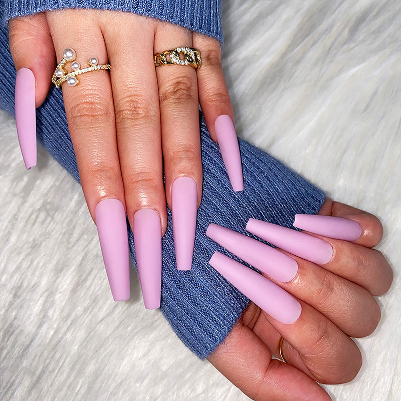 Matte Pure Elegance | Long Coffin Manicure | Press On Nails N623