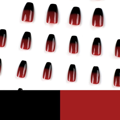 Scarlet Shadows | Long Coffin Manicure  | Press On Nails N339