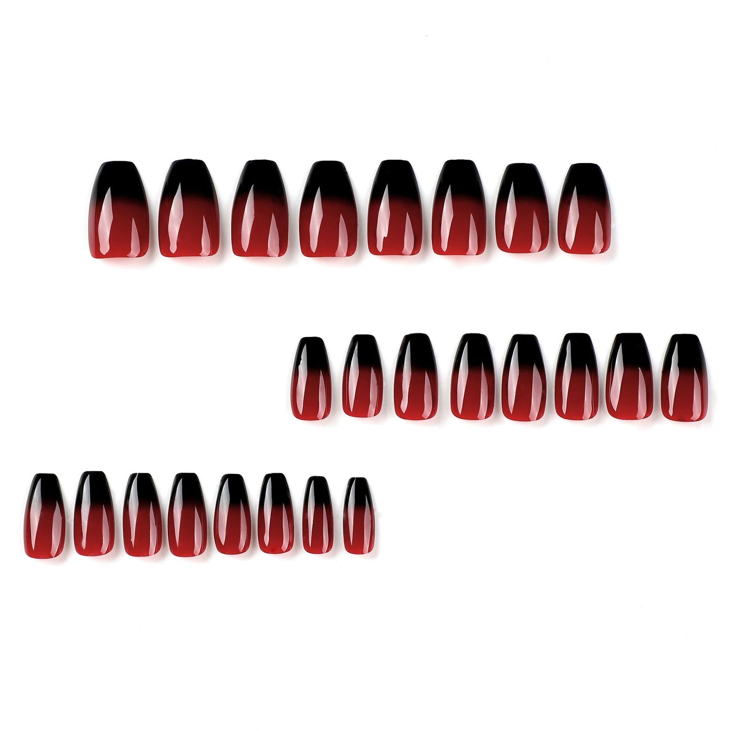 Scarlet Shadows | Long Coffin Manicure  | Press On Nails N339