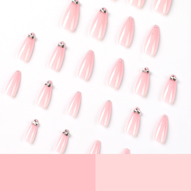 Pale Pink Glitter Delicacy | Medium Almond Manicure | Press On Nails N650