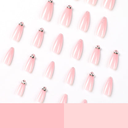 Pale Pink Glitter Delicacy | Medium Almond Manicure | Press On Nails N650