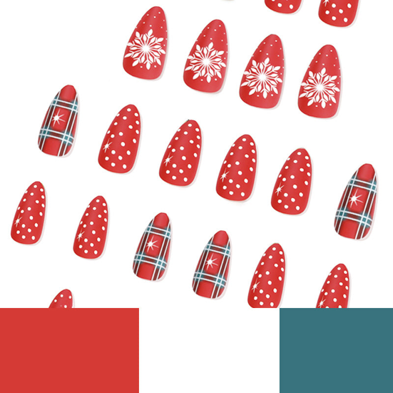 Holiday Dots & Flakes | Medium Almond Manicure | Press On Nails N468