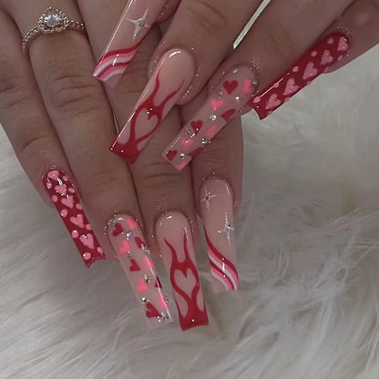 Amorous Love| Long Coffin Manicure | Press On Nails N757