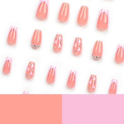 Blush Love Sparkle| Medium Coffin Manicure | Press On Nails N726