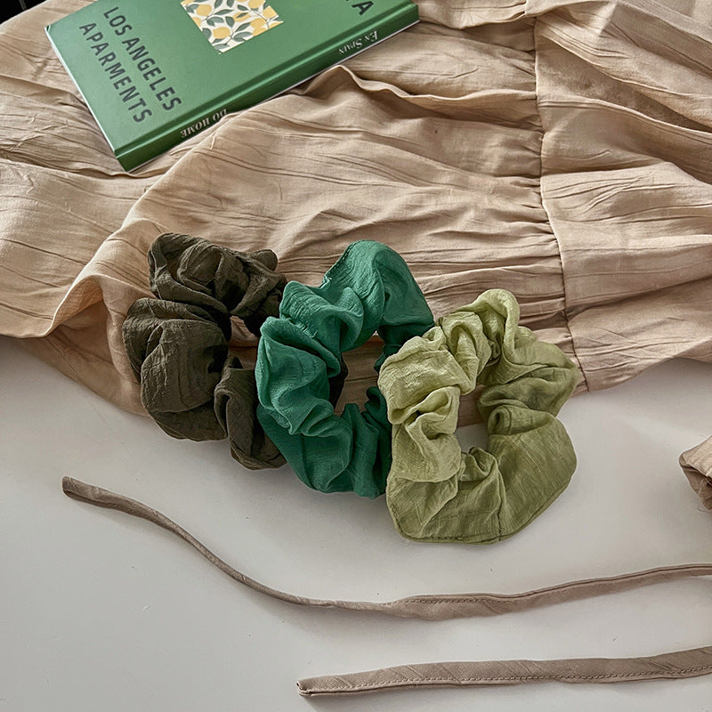 Green Vibe Linen Hair Tie|Hair Band |Ponytail Holders Barrette|Hair Scrunchie 5pcs HT46