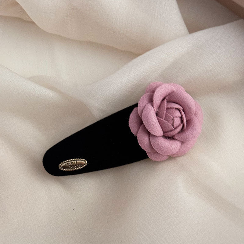 Pink Valvet Camellia Hair Clip | Hair Claw |Hair Barrette |Duckbill Hairpin A80