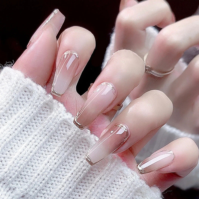 Caramel Latte Ombre | Long Coffin Manicure  | Press on Nail