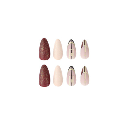 Chic Burgundy| Medium Almond Manicure | Press On Nails N457