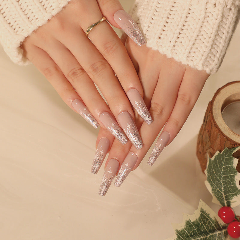 Snowflake Cascade | Long Coffin Manicure  | Press On Nails N501