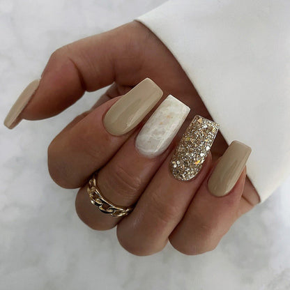 Luxe Khaki | Medium Coffin Manicure | Press On Nails N747