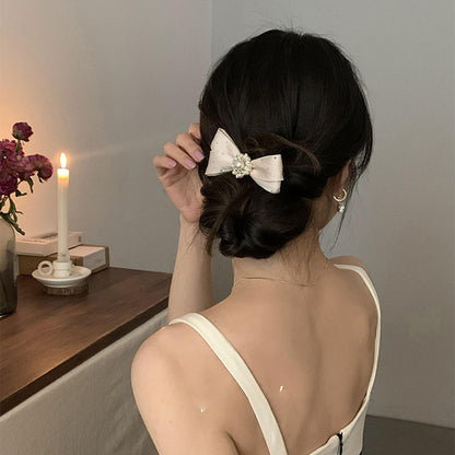 Regal Pearl Bow Hair Clip |Hair Snap Clip |Hair Barrette |Duckbill Hairpin A120