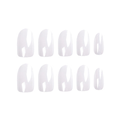 Pearlescent White Chrome| Medium Almond Manicure | Press On Nails N470