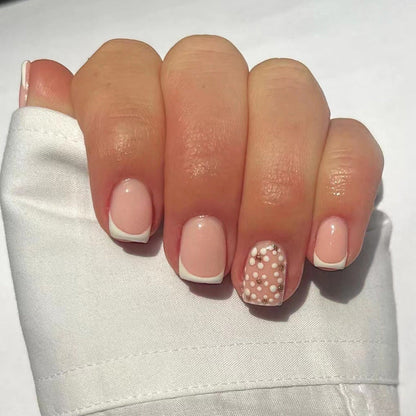 Pure White Floral | Short Squoval Manicure | Press On Nails N437