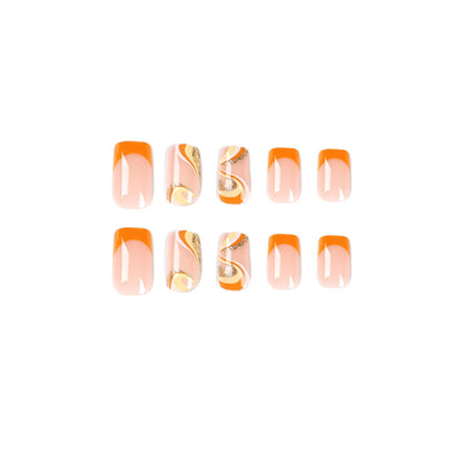 Zesty Orange| Medium Coffin Manicure | Press On Nails N732