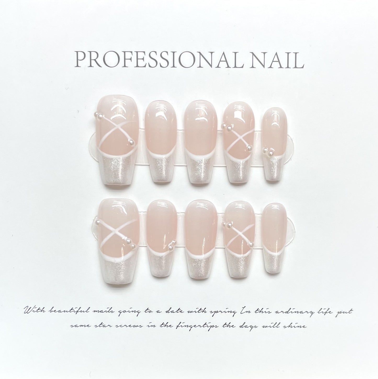 Ballet Elegance| Medium Coffin Manicure | Handmade Press On Nails H251