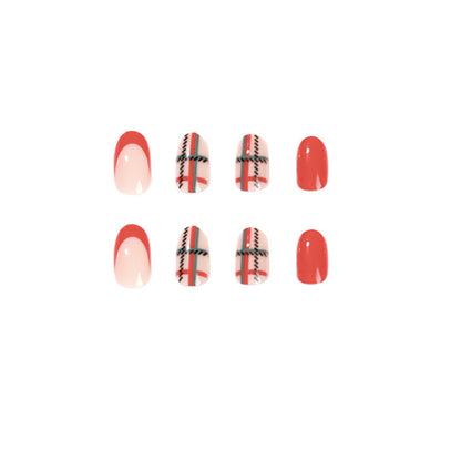 Christmas Plaid Radiance | Short Almond Manicure | Press On Nails N497