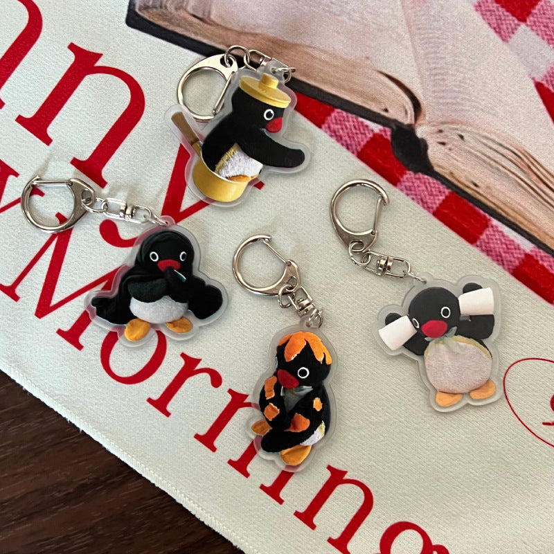 Acrylic penguin Design Bag KeyChain |penguin Pendant Schoolbag Hanging Decoration K15