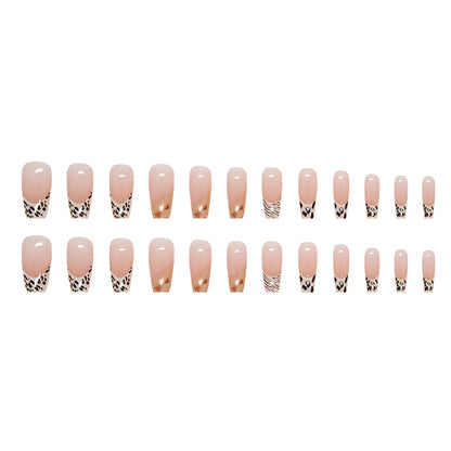 Wild Safari French Tips| Long Coffin Manicure  | Press On Nails