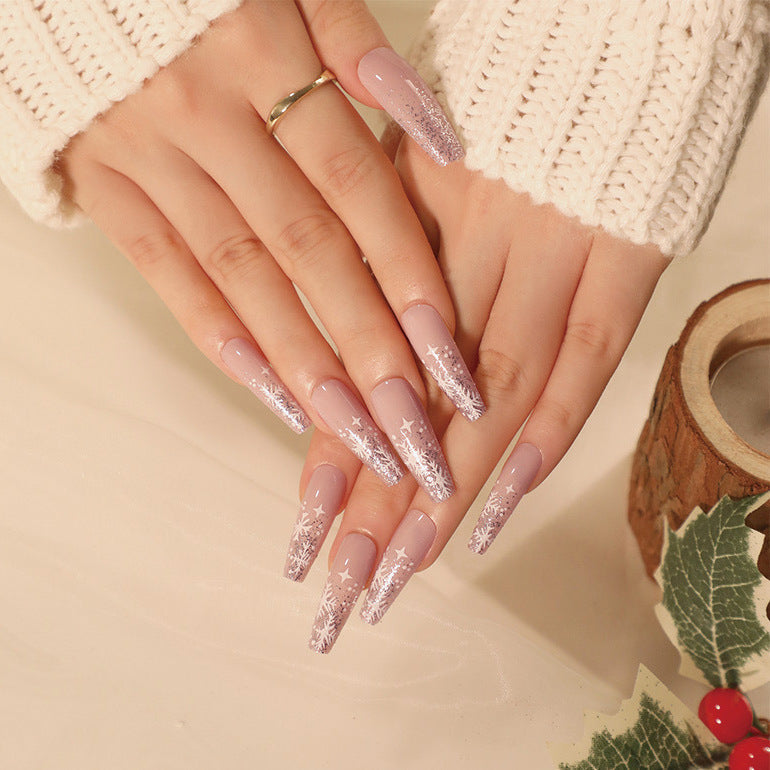 Snowflake Cascade | Long Coffin Manicure  | Press On Nails N501