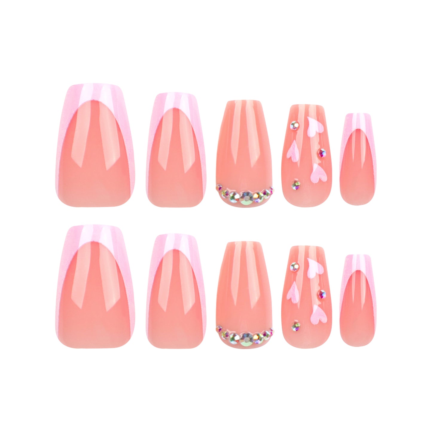 Blush Love Sparkle| Medium Coffin Manicure | Press On Nails N726