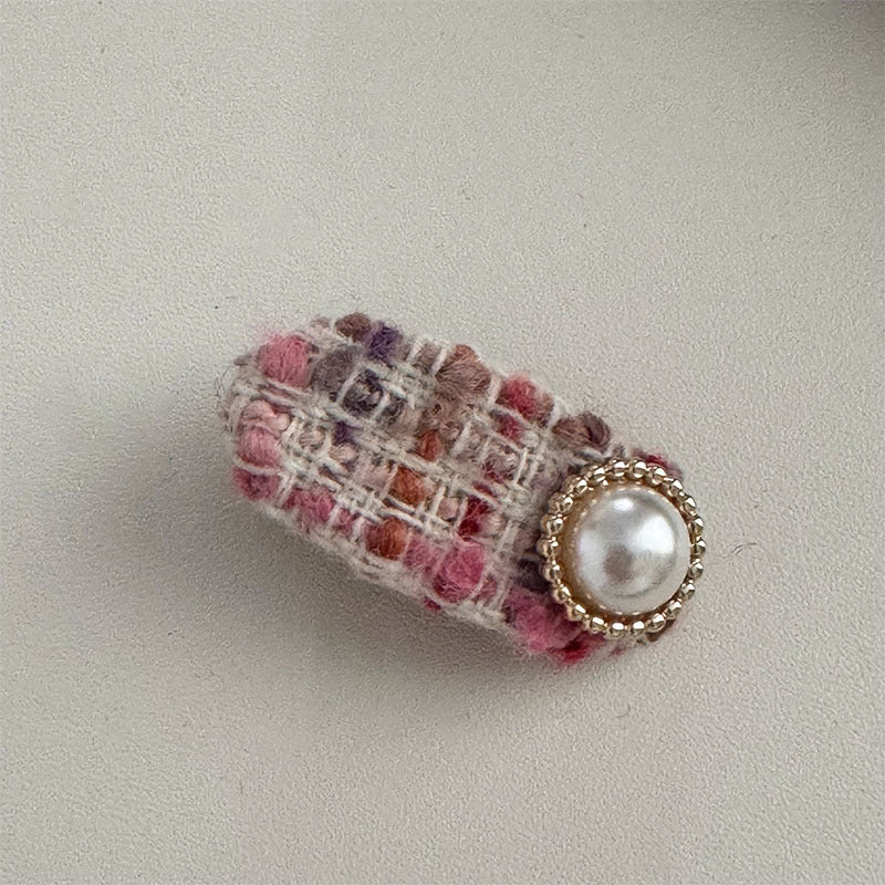 Tweed Pearl Hair Clip |Hair Snap Clip |Hair Barrette |Duckbill Hairpin A134