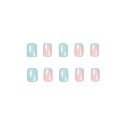 Minty Blue | Short Squoval Manicure | Press On Nails N582