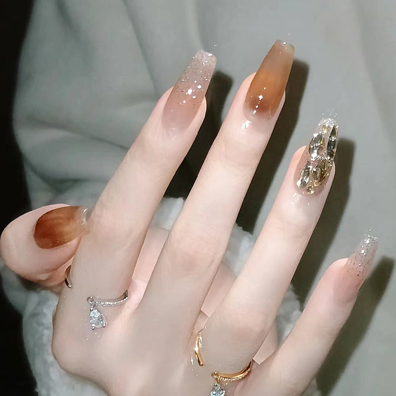 Tangerine Twinkle | Long Coffin Manicure  | Press On Nail