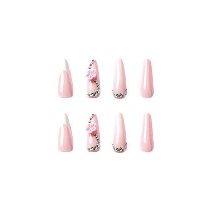 Cherry Blossom Paradise| Long Coffin Manicure  | Press On Nails N689