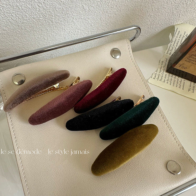 Velvet Oval Hair Clip |Hair Snap Clip |Hair Barrette |Duckbill Hairpin A42