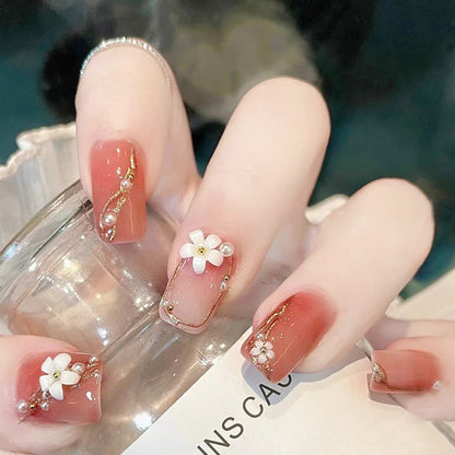 Flower Bloom Fantacy| Medium Squoval Manicure | Press On Nail