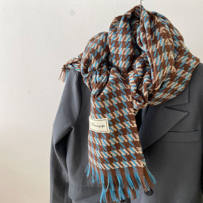 Classic Tartan Winter Solid Color Scarf |Warm Wool Knitted Shawls W47