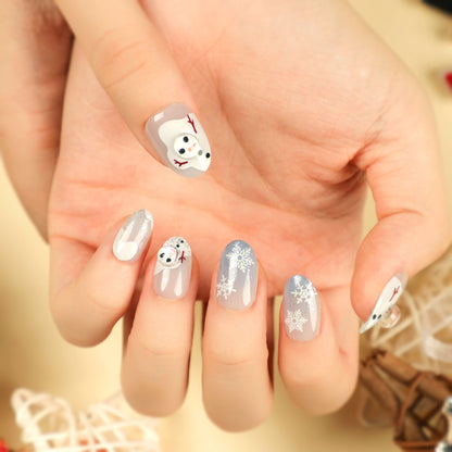 Frosty Wonderland Glam | Short Almond Manicure | Press On Nails N487