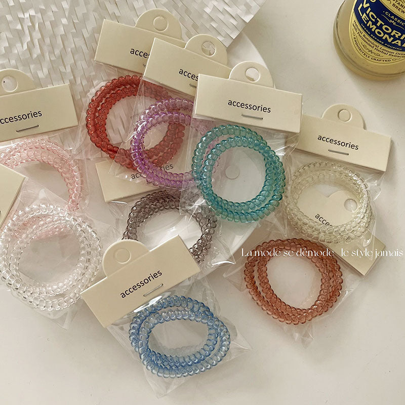 Telephone Wire Hair Ties |Coil Hair Band |Ponytail Holders Barrette|Spiral Hair Scrunchie 2pcs HT23